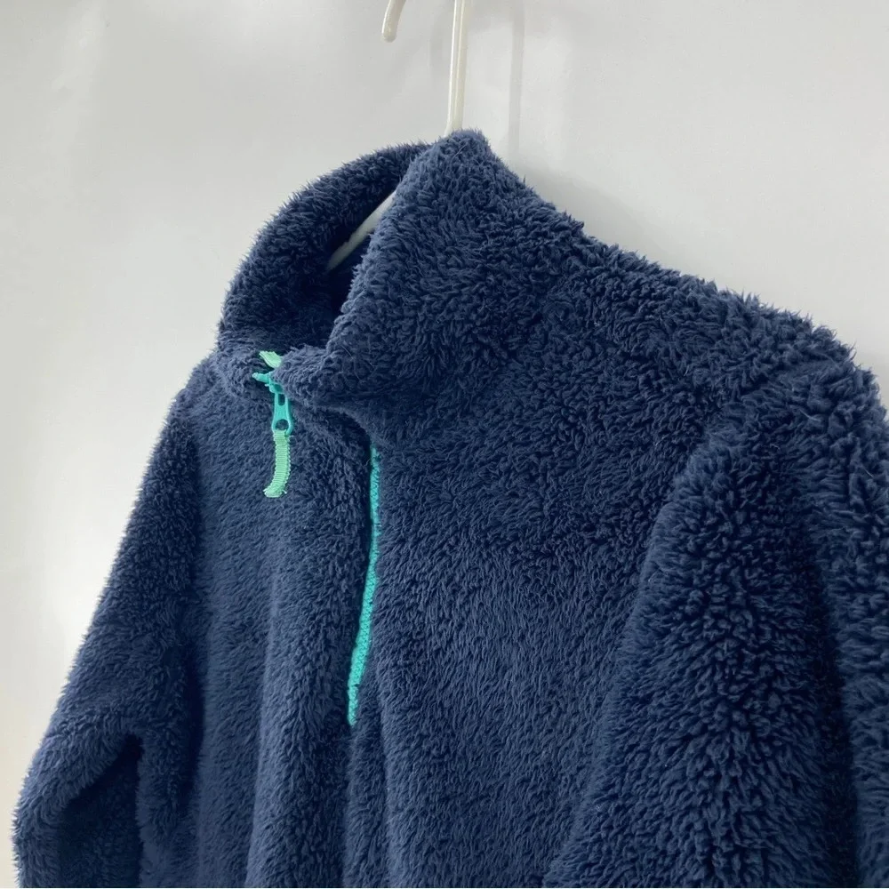Crewcuts by J‎ Crew Furry 1/4 Zip Fleece Mock Neck Pullover Blue Kids Size 14
